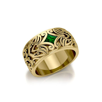 Modern Celtic Solid Gold Gemstone Ring GRI671 - Jewelry